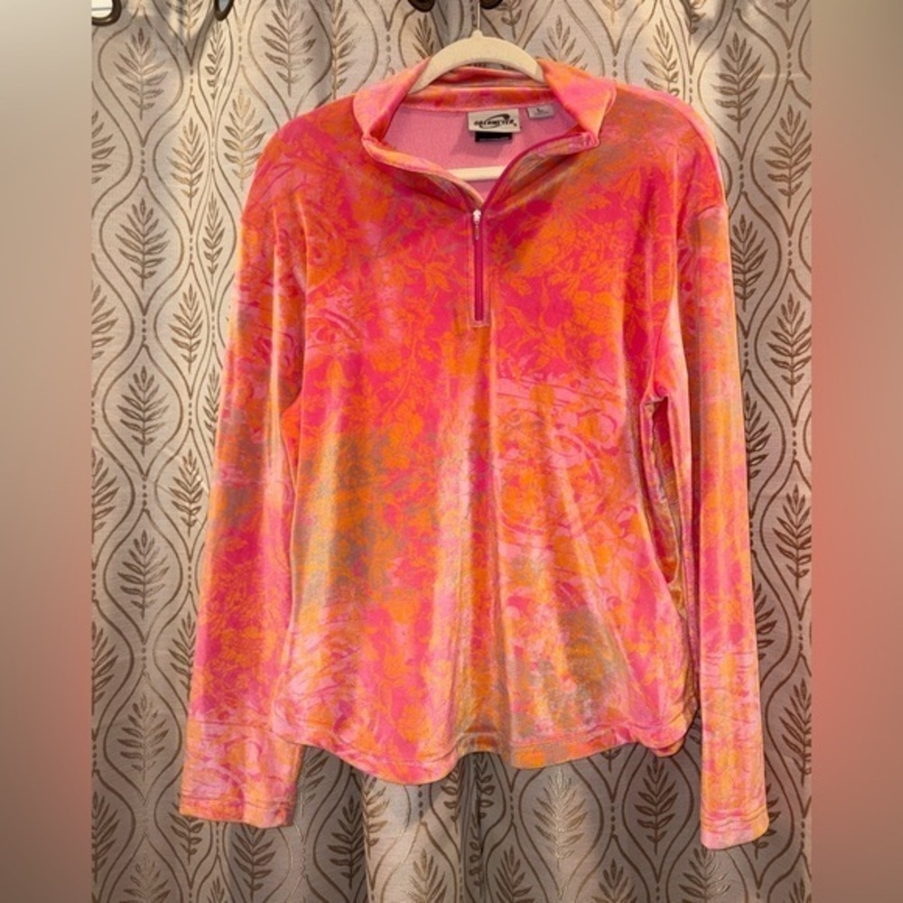 Vintage Obermeyer women's half-zip pullover top crushed velvet